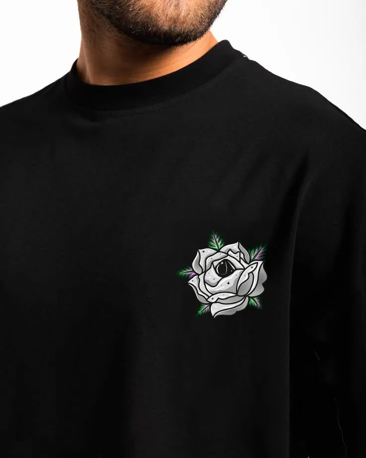 [MER-CRO-OR-0008S] Remera Onyx Rose CRO x Ojitos Rojos (S)